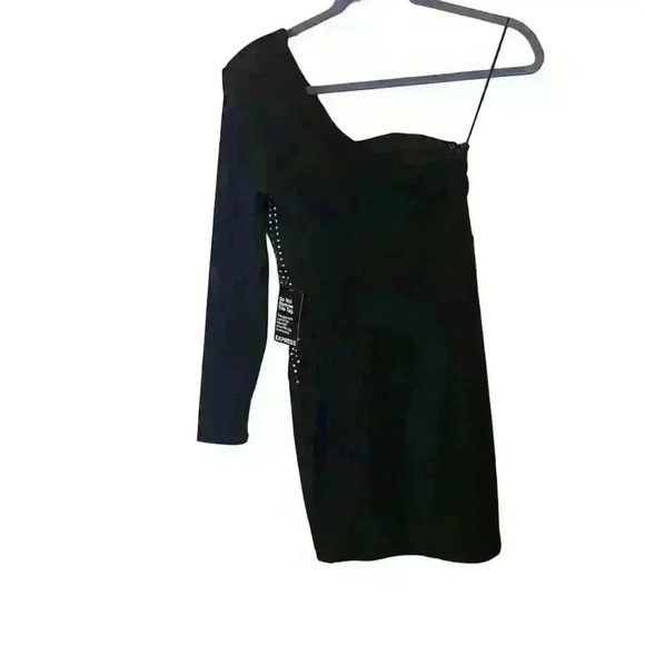 Sexy cold shoulder Express black with rhinestones emblements size 2 - Picture 5 of 9